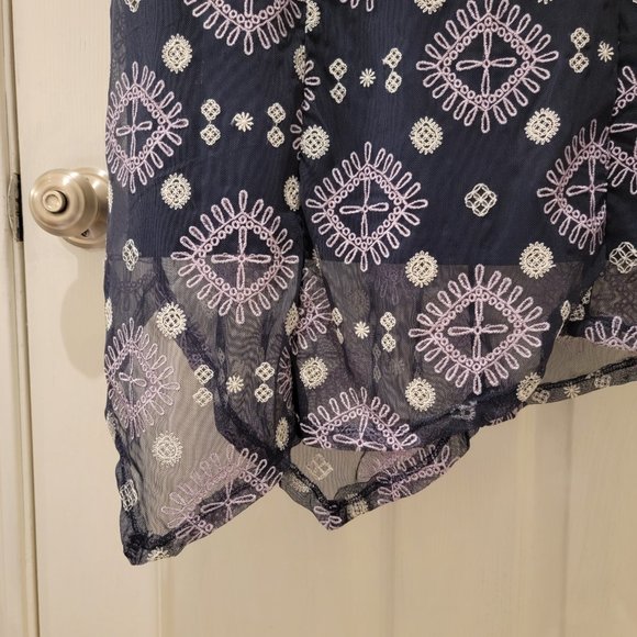 Alfani Berry Bliss Night Sky Sheath Dress Size 6P Blue Embroidered Asymmetrical - Picture 4 of 7